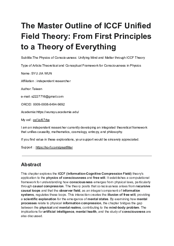 (PDF) The Master Outline of ICCF Unified Field Theory: From First ...