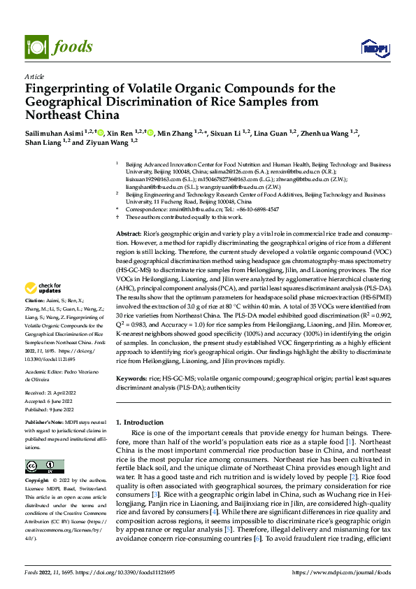 (PDF) Fingerprinting of Volatile Organic Compounds for the Geographical ...