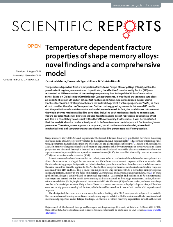 (PDF) Temperature dependent fracture properties of shape memory alloys ...