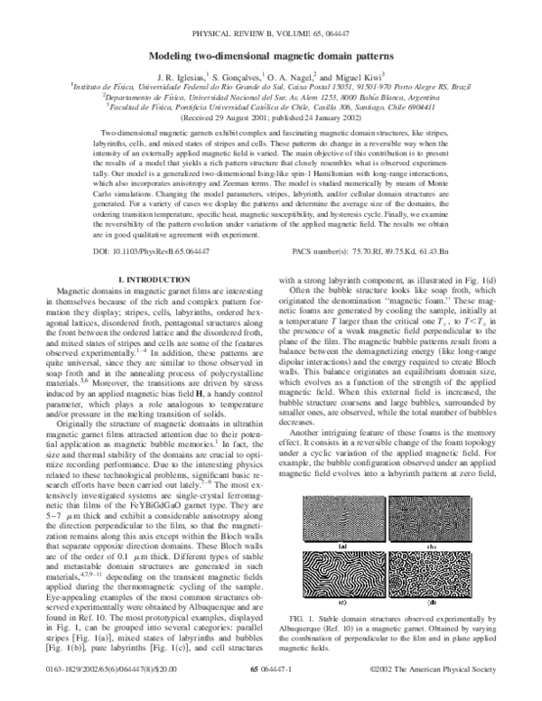 (PDF) Modeling two-dimensional magnetic domain patterns