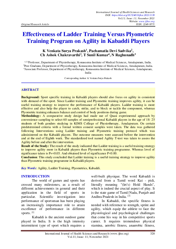 (PDF) Effectiveness of Ladder Training Versus Plyometric Training ...