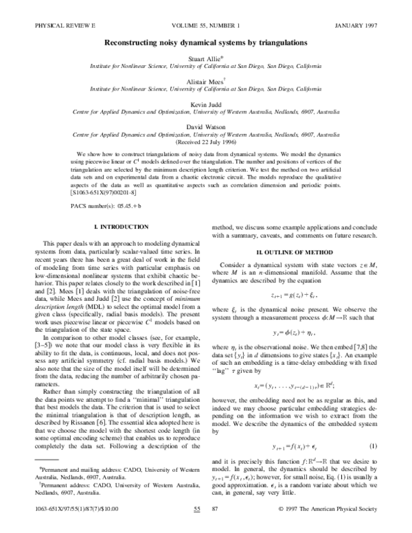 (PDF) Reconstructing noisy dynamical systems by triangulations
