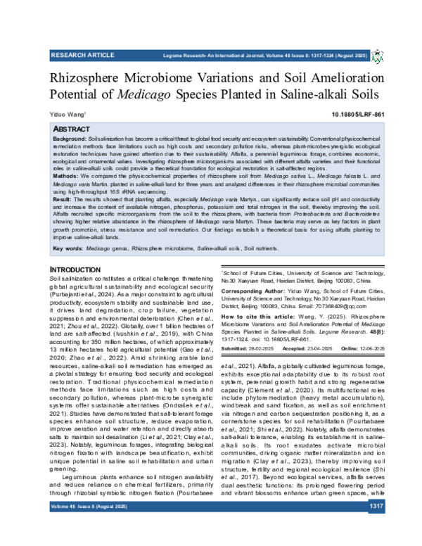 (PDF) Rhizosphere Microbiome Variations and Soil Amelioration Potential ...