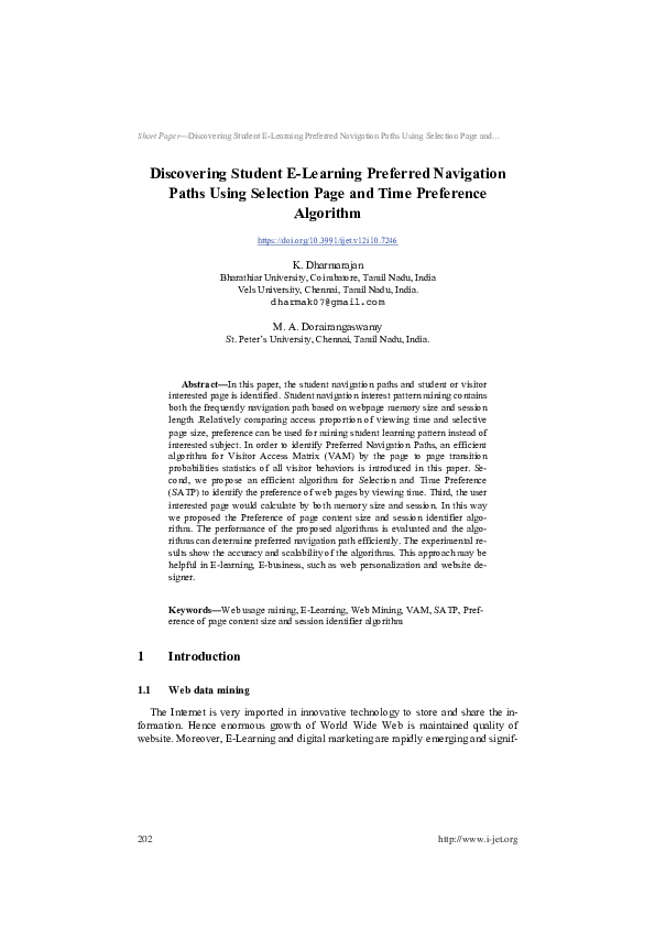 (PDF) Discovering Student E-Learning Preferred Navigation Paths Using ...