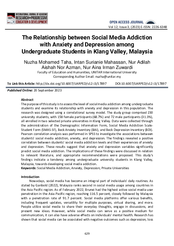 (PDF) The Relationship between Social Media Addiction with Anxiety and ...