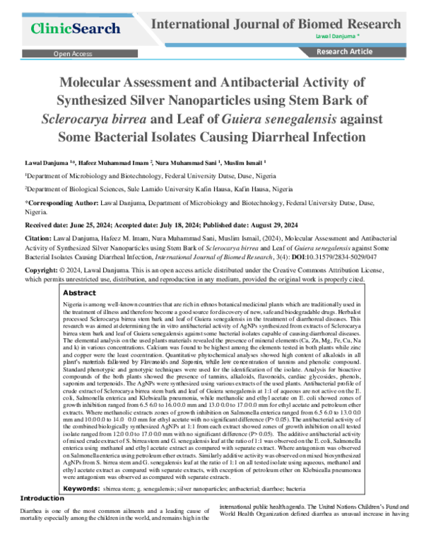 (PDF) Molecular Assessment and Antibacterial Activity of Synthesized ...