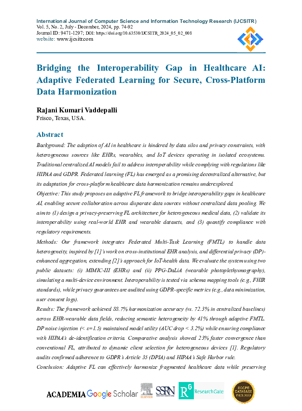 (PDF) Bridging the Interoperability Gap in Healthcare AI: Adaptive ...