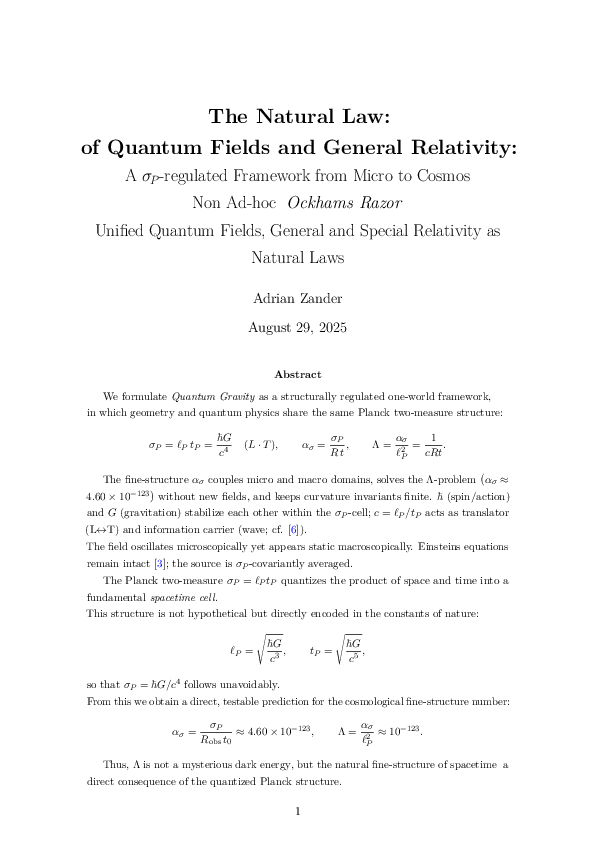 (PDF) The Natural Law: of Quantum Fields and General Relativity: A σ P ...