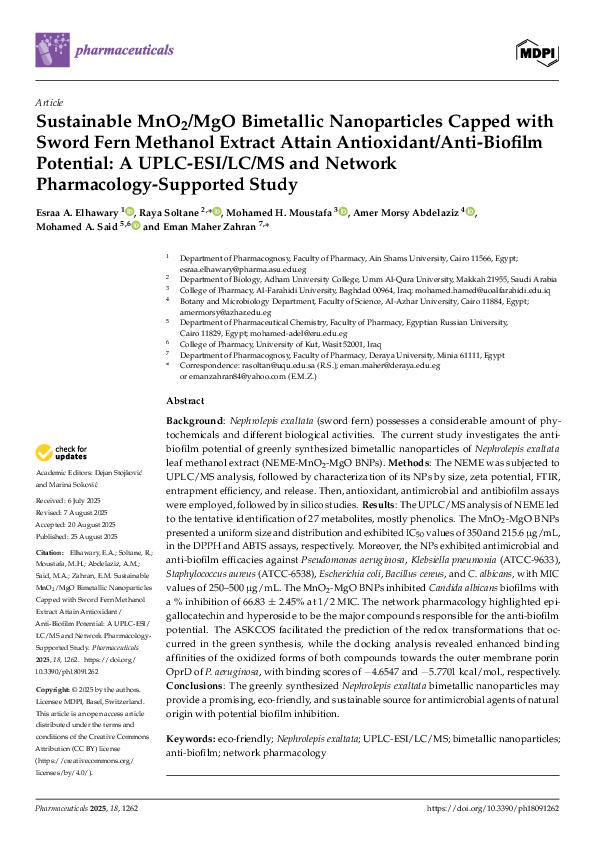 (PDF) Sustainable MnO 2 /MgO Bimetallic Nanoparticles Capped with Sword ...