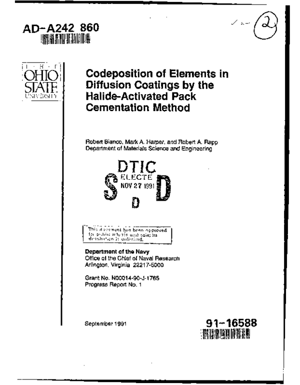 (PDF) Codeposition of Elements in Diffusion Coatings by the Halide ...