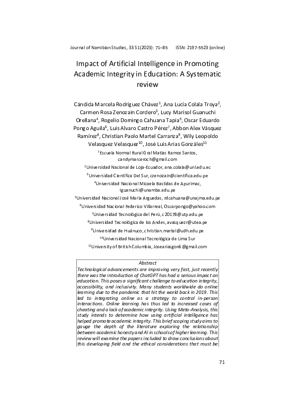 (PDF) Impact of Artificial Intelligence in Promoting Academic Integrity ...