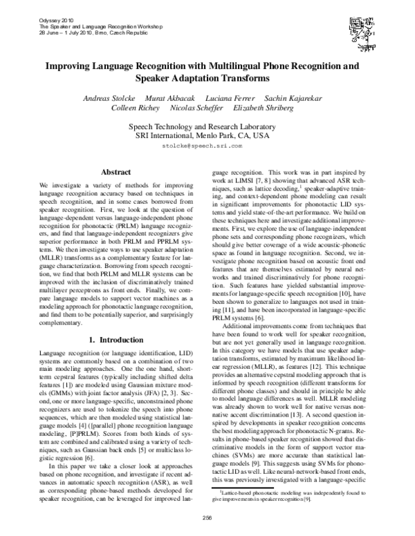 (PDF) Improving language recognition with multilingual phone ...