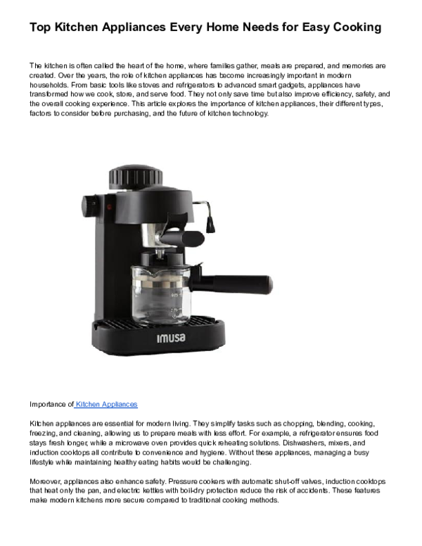 (PDF) Top Kitchen Appliances Every Home Needs for Easy Cooking