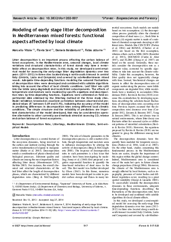 (PDF) Modeling of early stage litter decomposition in Mediterranean ...