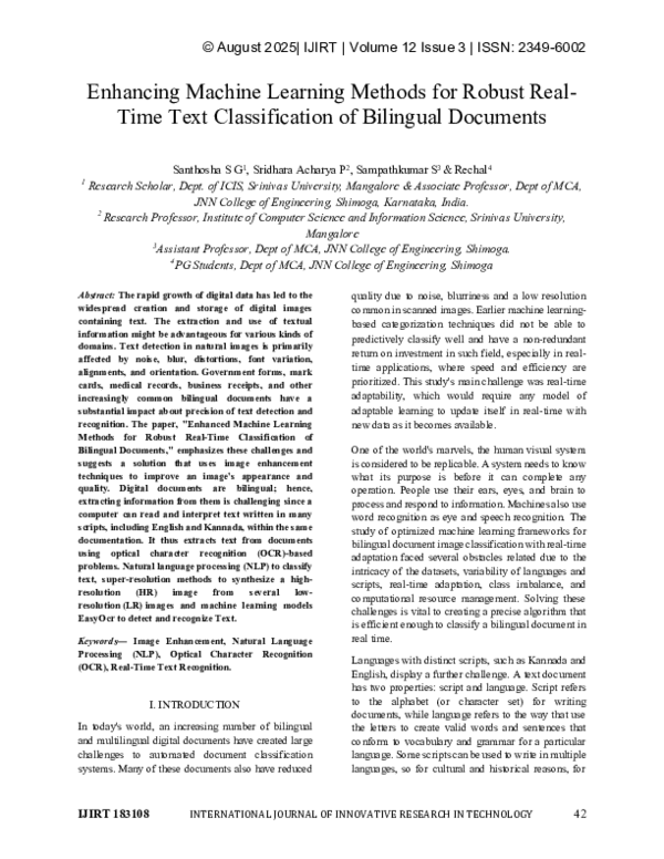 (PDF) Enhancing Machine Learning Methods for Robust Real-Time Text ...