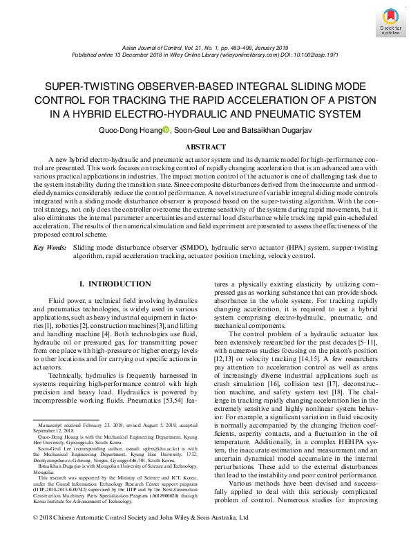 (PDF) Super‐Twisting Observer‐Based Integral Sliding Mode Control for ...
