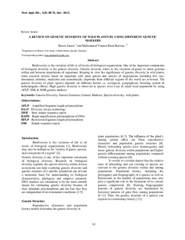(PDF) A Review on Genetic Diversity of Wild Plants by Using Different ...