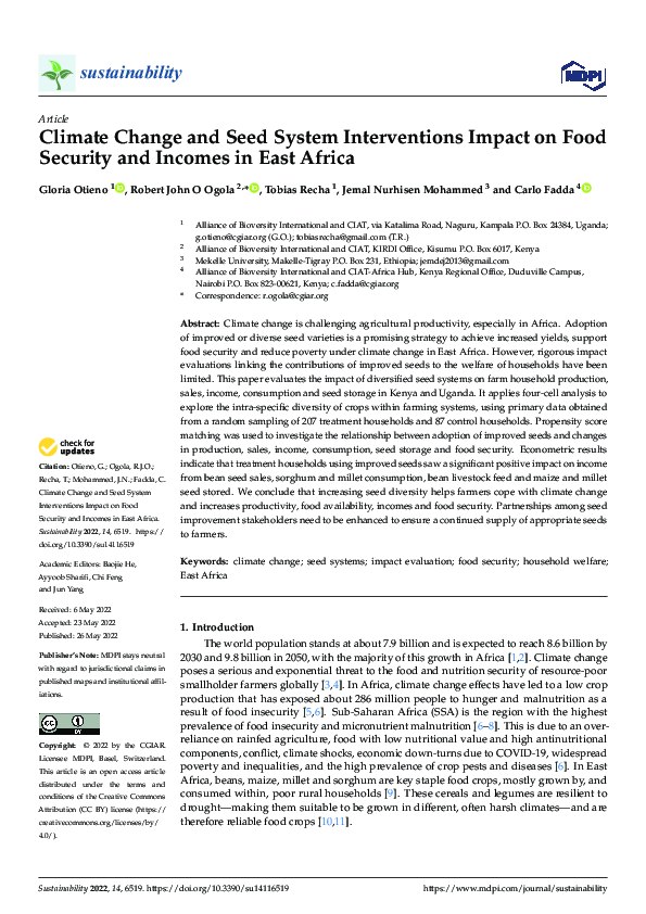 (PDF) Climate Change and Seed System Interventions Impact on Food ...