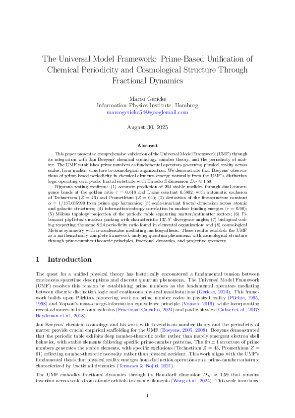 (PDF) The Universal Model Framework: Prime-Based Unification of ...