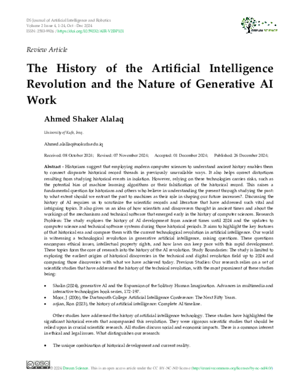 (PDF) The History of the Artificial Intelligence Revolution and the ...