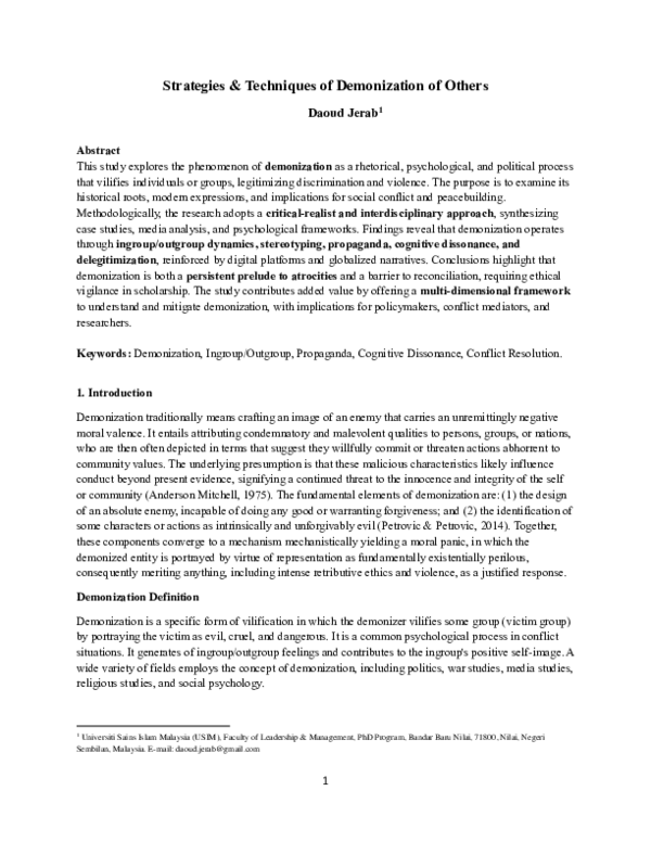 (PDF) Strategies & Techniques of Demonization of Others