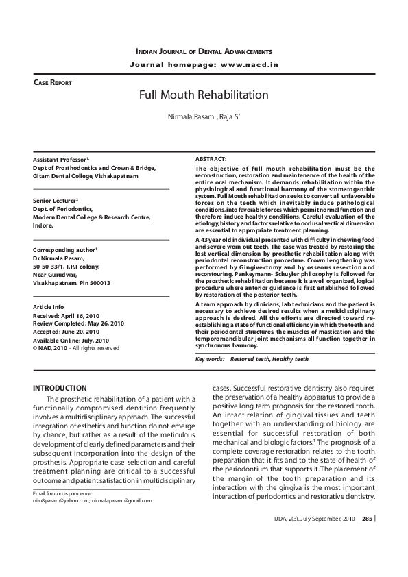 (PDF) Full Mouth Rehabilitation