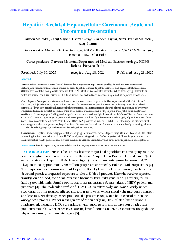 (PDF) Hepatitis B related Hepatocellular Carcinoma-Acute and Uncommon ...