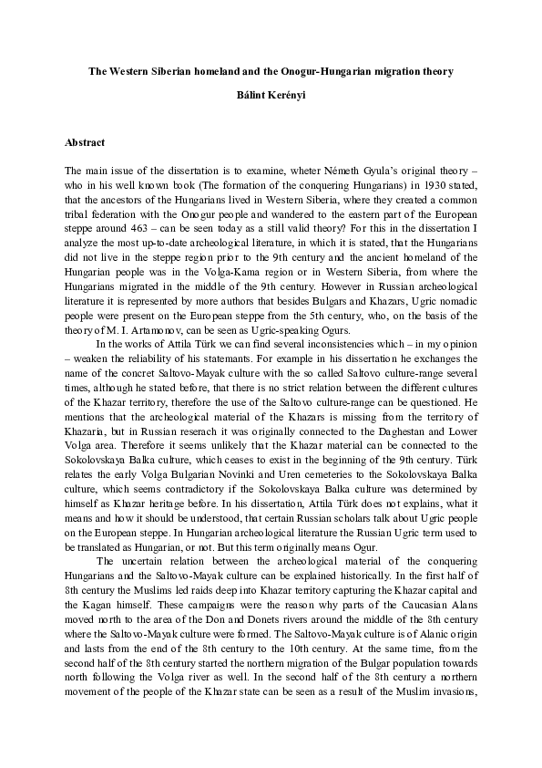 (PDF) The Western Siberian homeland and the Onogur-Hungarian migration ...