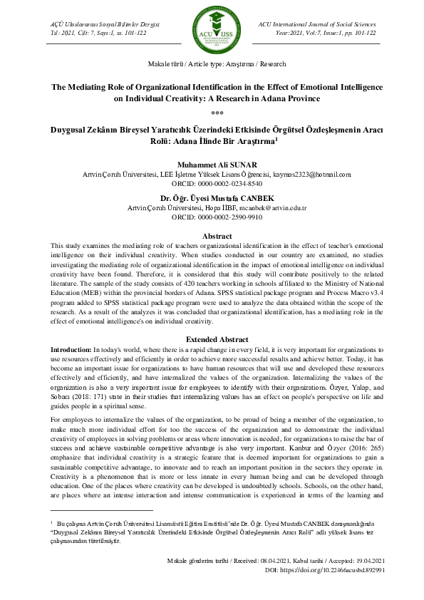 (PDF) The Mediating Role of Organizational Identification in the Effect ...