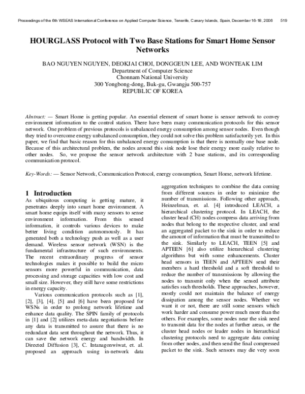 (PDF) HOURGLASS protocol with two base stations for smart home sensor ...