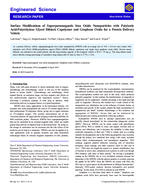 (PDF) Surface Modifications of Superparamagnetic Iron Oxide ...