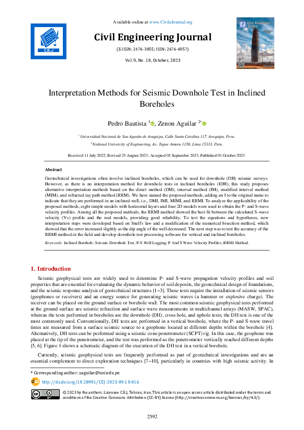 (PDF) Interpretation Methods for Seismic Downhole Test in Inclined ...