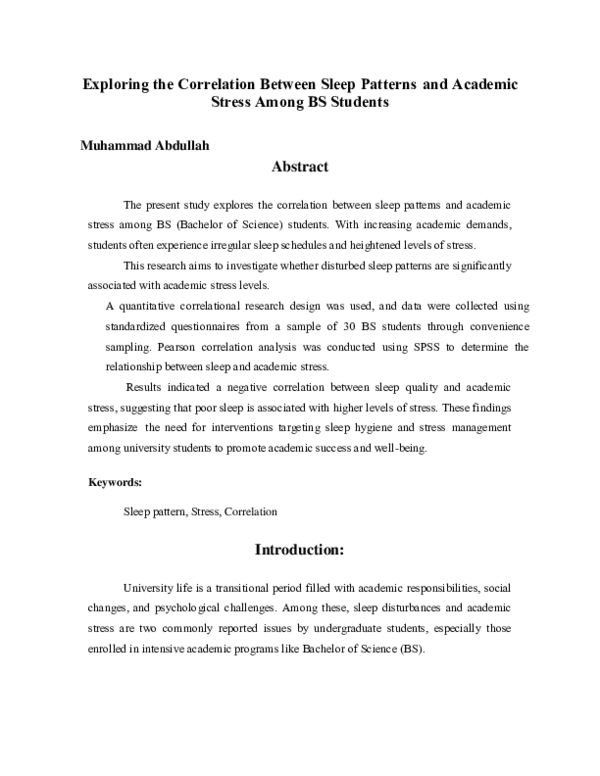 (PDF) Exploring the Correlation Between Sleep Patterns and Academic ...