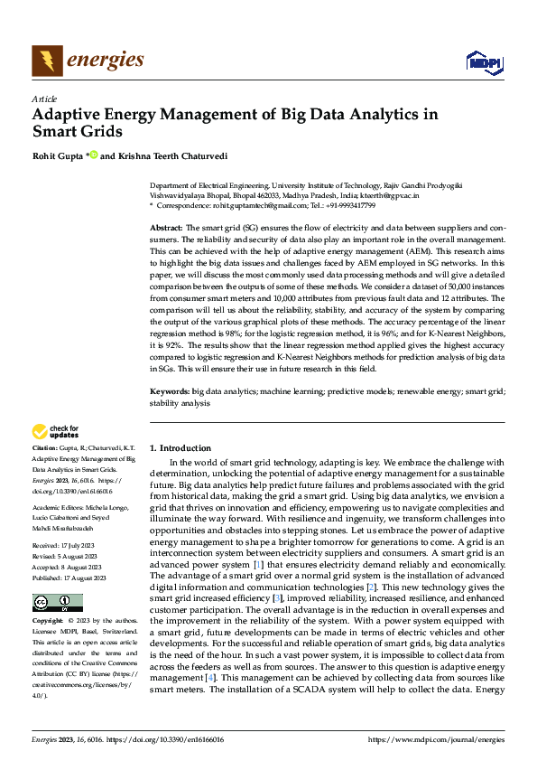 (PDF) Adaptive Energy Management of Big Data Analytics in Smart Grids