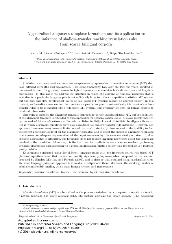 (PDF) A generalised alignment template formalism and its application to ...
