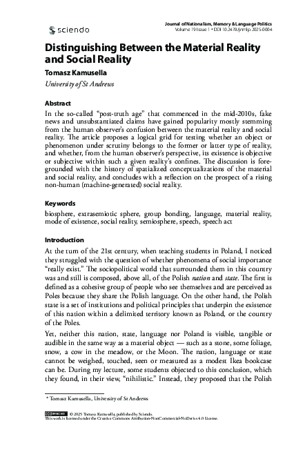 (PDF) Distinguishing Between the Material Reality and Social Reality ...