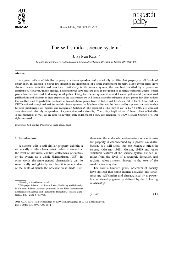 (PDF) The self-similar science system