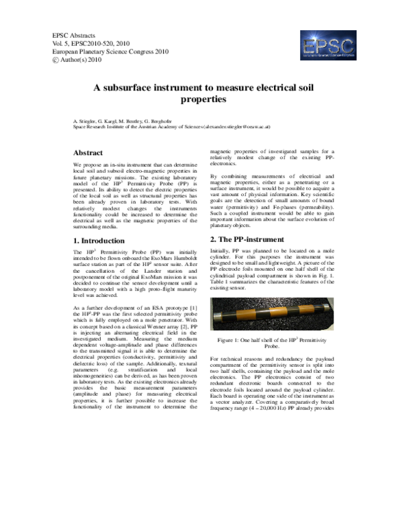 (PDF) A subsurface instrument to measure electrical soil properties
