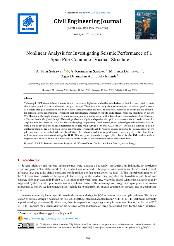 (PDF) Nonlinear Analysis for Investigating Seismic Performance of a ...