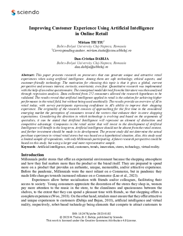 (PDF) Improving Customer Experience Using Artificial Intelligence in ...