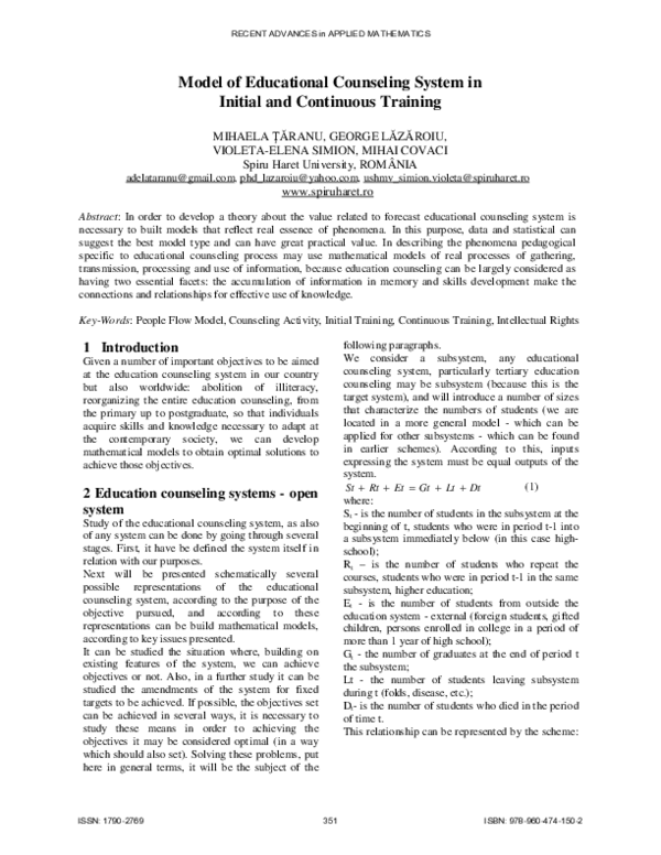 (PDF) Model of educational counseling system in initial and continuous ...