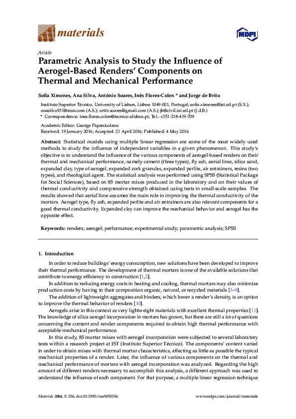 (PDF) Parametric Analysis to Study the Influence of Aerogel-Based ...