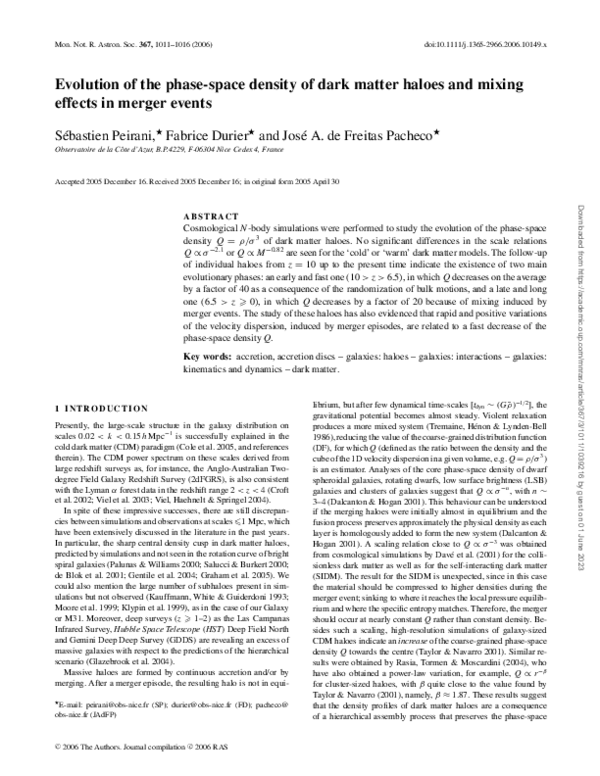 (PDF) Evolution of the phase-space density of dark matter haloes and ...