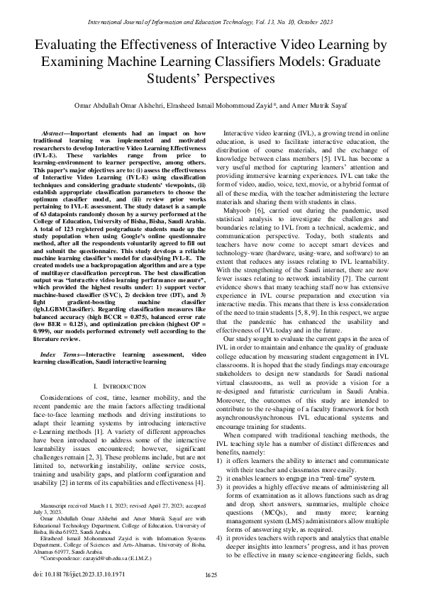 (PDF) Evaluating the Effectiveness of Interactive Video Learning by ...