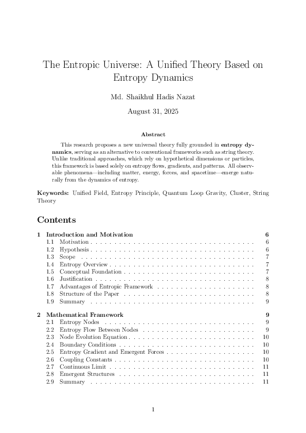 (PDF) The Entropic Universe: A Unified Theory Based on Entropy Dynamics