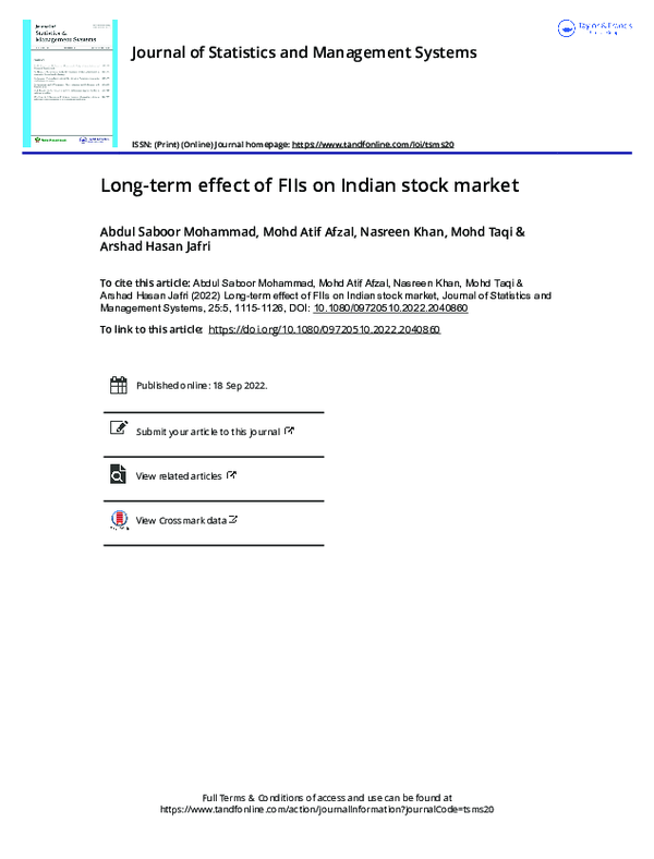 (PDF) Long-term effect of FIIs on Indian stock market