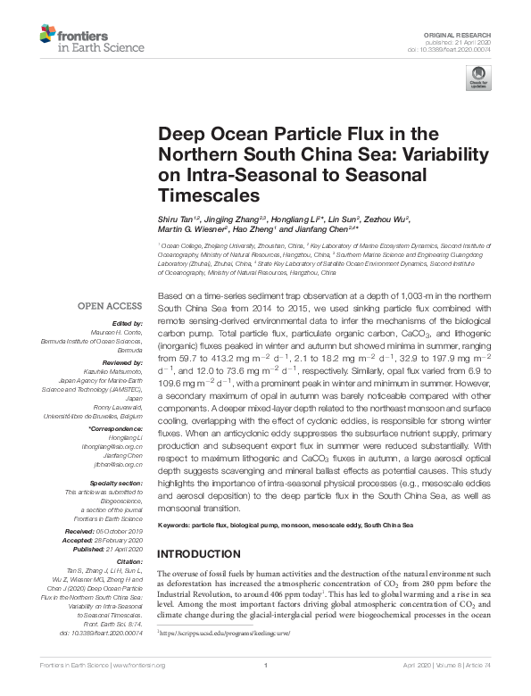(PDF) Deep Ocean Particle Flux in the Northern South China Sea ...