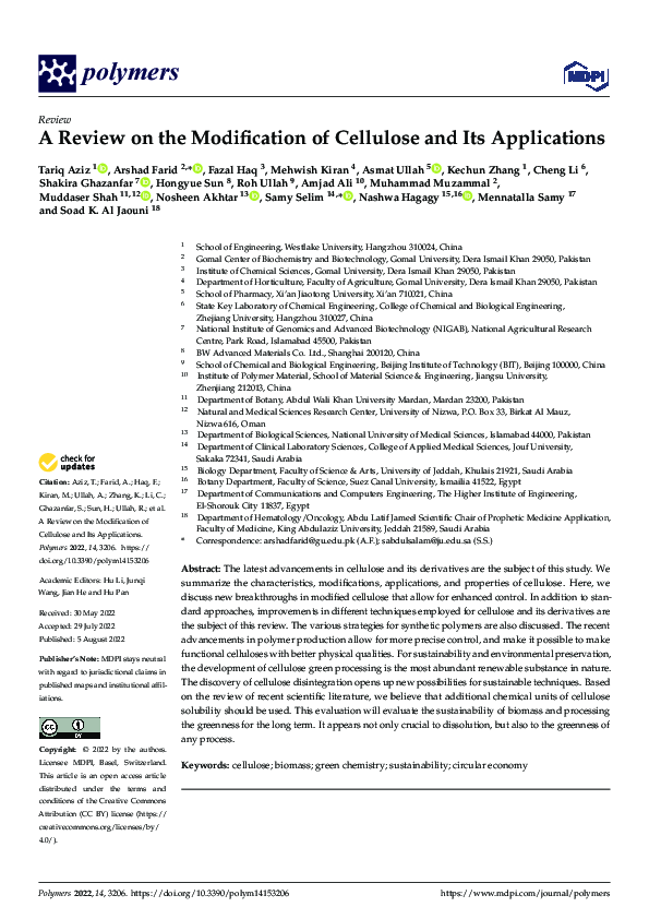 (PDF) A Review on the Modification of Cellulose and Its Applications