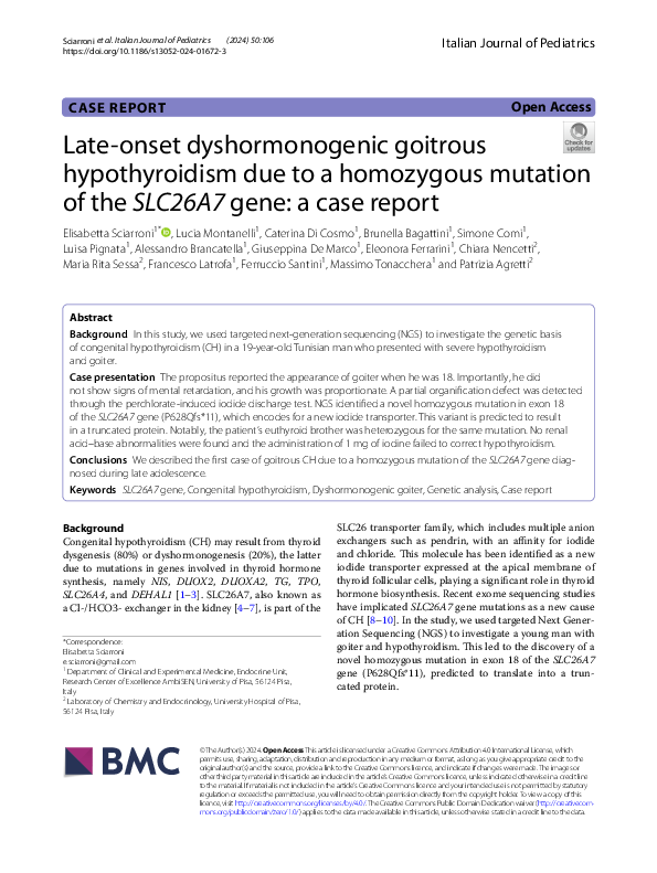 (PDF) Late-onset dyshormonogenic goitrous hypothyroidism due to a ...