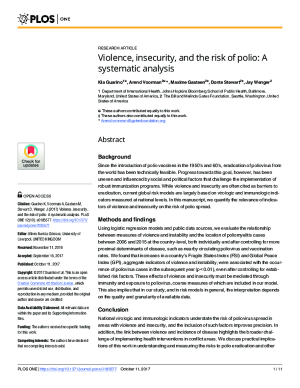 (PDF) Violence, insecurity, and the risk of polio: A systematic analysis
